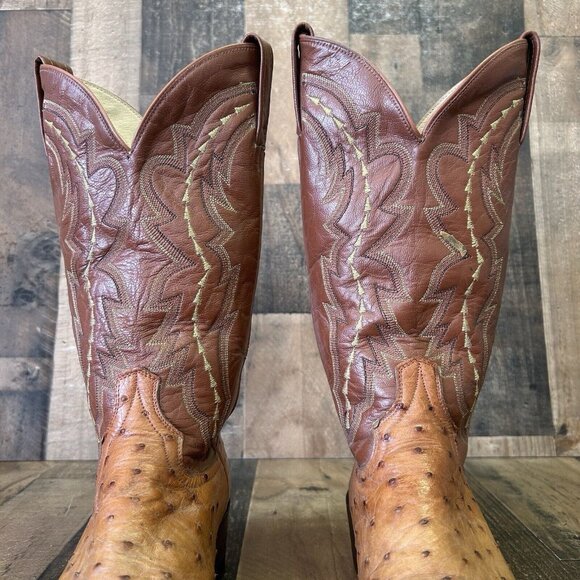 Dan Post Vintage Full Quill Ostrich Western Cowboy Boots Mens 9.5 D - Picture 9 of 12